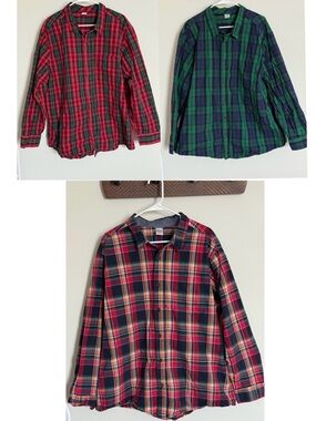 Bundle of 3 Gymboree Matching Family Plaid Button Down Cotton Poplin Shirts XXL